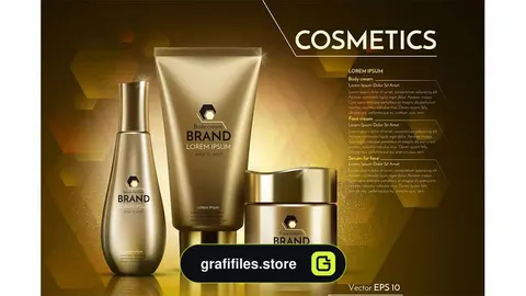 موکاپ لوازم آرایشی Vector gold cosmetics mockup