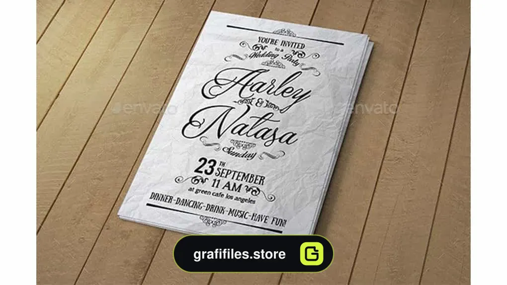 فایل لایه باز کارت دعوت Vintage Invitation & Post Card