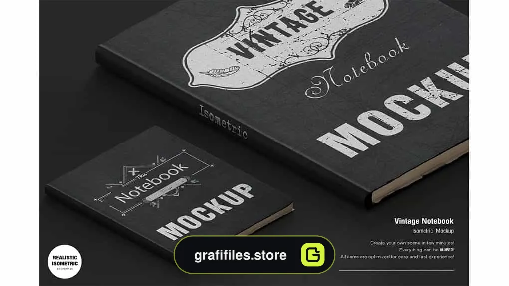 موکاپ دفترچه یادداشت Vintage Notebook Mockup