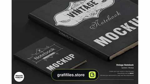 موکاپ دفترچه یادداشت Vintage Notebook Mockup
