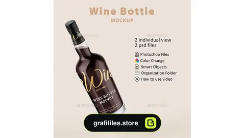 موکاپ بطری نوشیدنی Wine Bottle Mockup