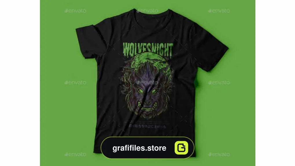 وکتور تیشرت Wolves Night T-Shirt Design