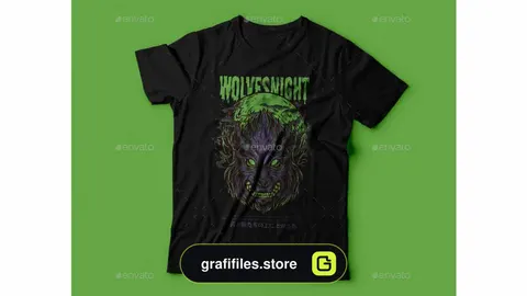 وکتور تیشرت Wolves Night T-Shirt Design