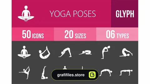 آیکون یوگا Yoga Poses Glyph Inverted Icons