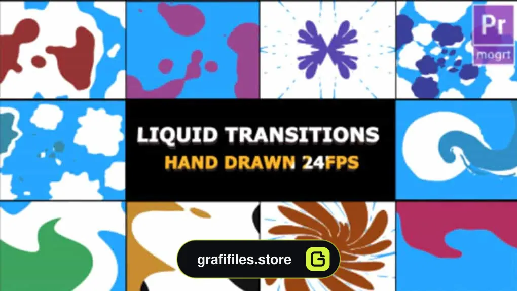 پروژه پریمیر ترانزیشن سیال برای موشن گرافیک 2D FX Liquid Transitions