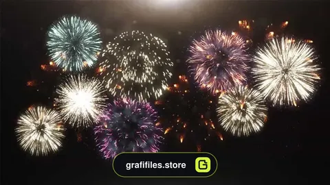 فوتیج آتش بازی 3D Animation Of Fireworks