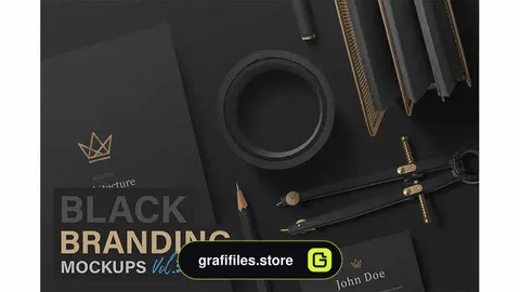 موکاپ برندینگ مشکی Black Branding Mockups Vol.3