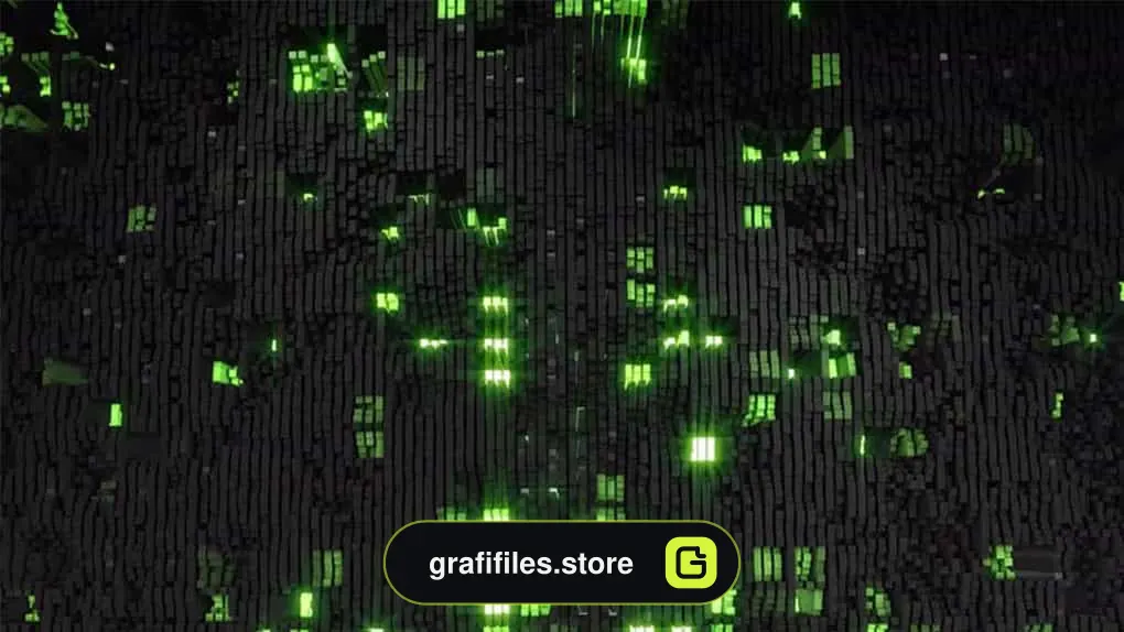 فوتیج Black Green Flashing Squares