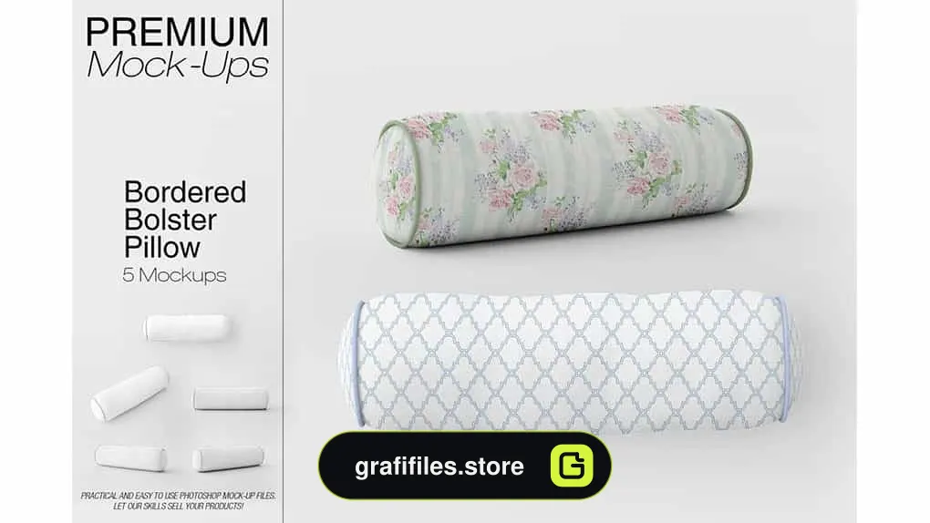 موکاپ بالش Bordered Bolster Pillow Mockup Pack