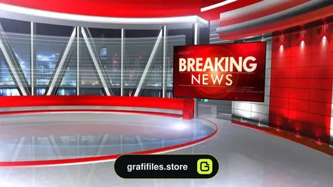 فوتیج استودیو مجازی خبر Breaking News Virtual Set 4