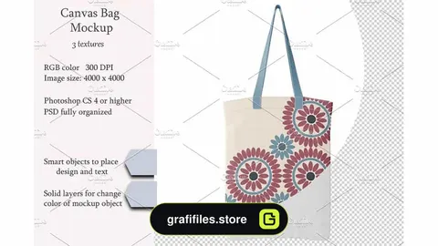 موکاپ ساک دستی Canvas Bag PSD Object Mockup