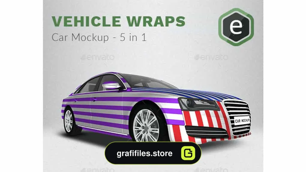 موکاپ ماشین Car Mockup Based On Audi A8 – 5 In 1