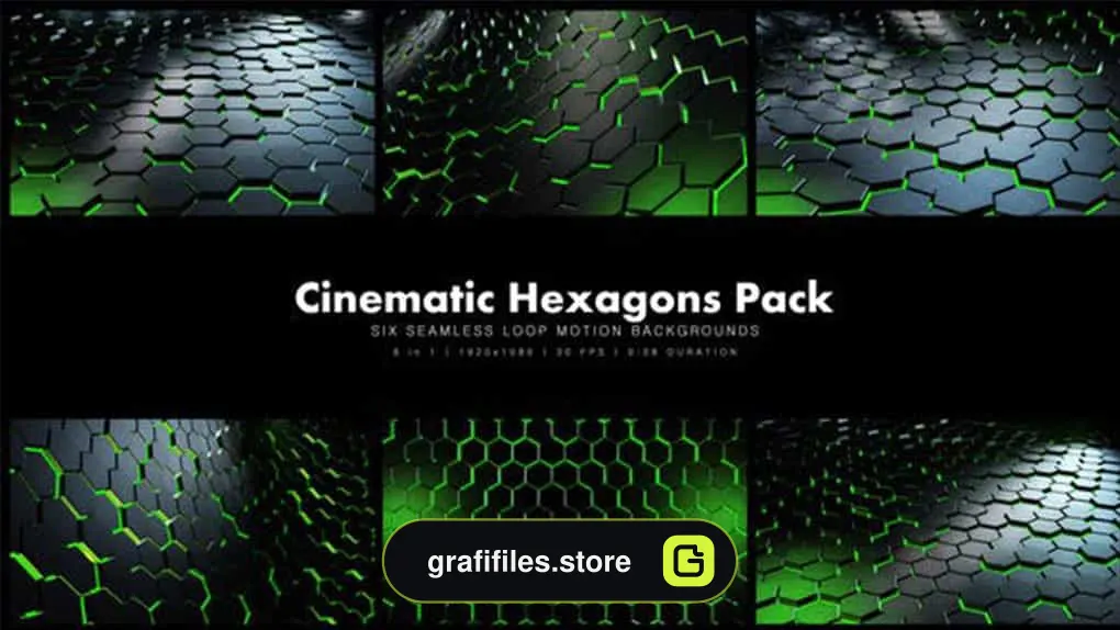 بک گراند موشن گرافیک Cinematic Hexagons Green Pack