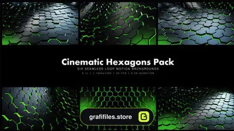 بک گراند موشن گرافیک Cinematic Hexagons Green Pack