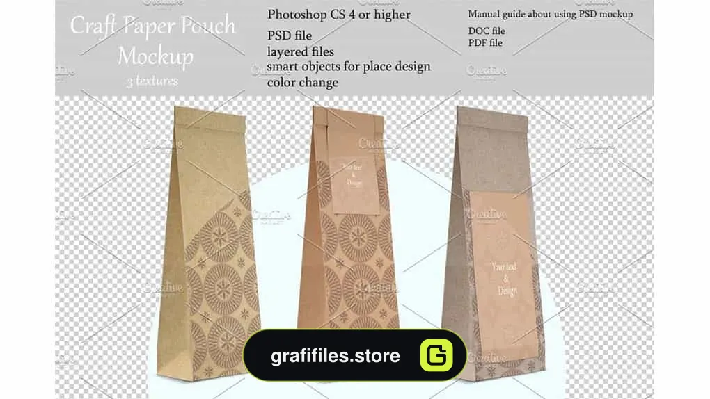 موکاپ پاکت کاغذی Craft Pouch Mockup