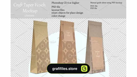 موکاپ پاکت کاغذی Craft Pouch Mockup