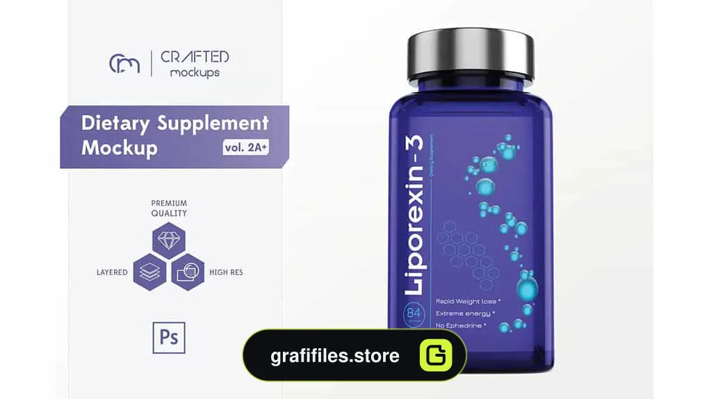 موکاپ مکمل غذایی Dietary Supplement Mockup V. 2A Plus