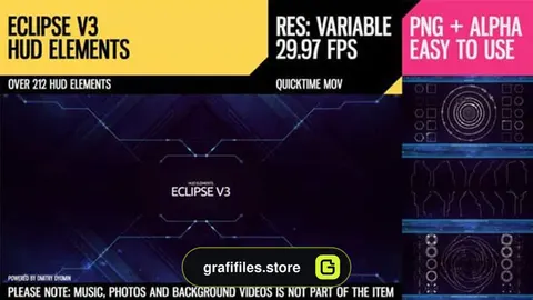 المان اینفوگرافی صفحه نمایش Eclipse V3 HUD Elements