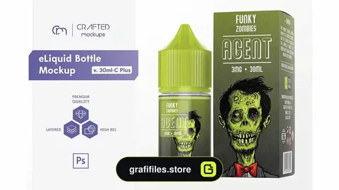 موکاپ قطره چکان ELiquid Bottle Mockup V. 1C Plus