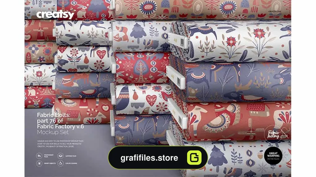 موکاپ توپ پارچه Fabric Bolts Mockup 76/FF V.6