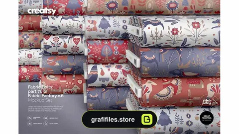 موکاپ توپ پارچه Fabric Bolts Mockup 76/FF V.6