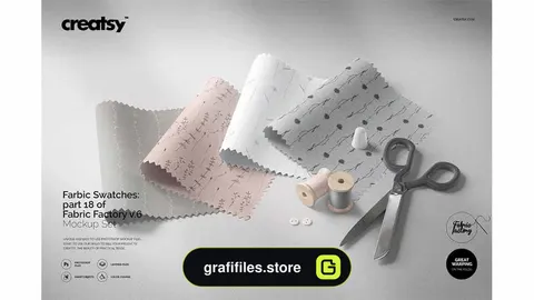 موکاپ پارچه Fabric Swatches Mockup 18/FF V.6