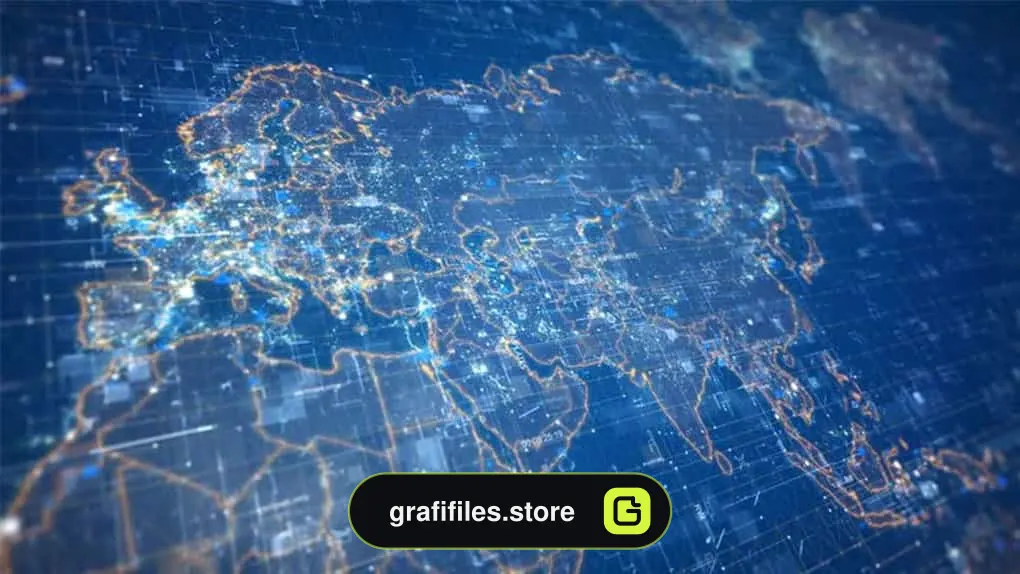 فوتیج نقشه جهان Hi-Tech World Map Updating Data
