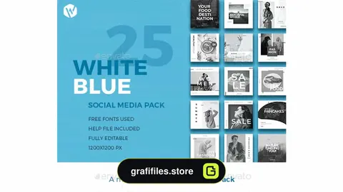فایل لایه باز بنر اینستاگرام Instagram Blue & White Banners