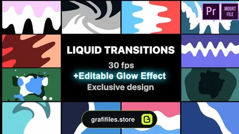 پروژه پریمیر ترانزیشن سیال برای موشن گرافیک Liquid Transitions