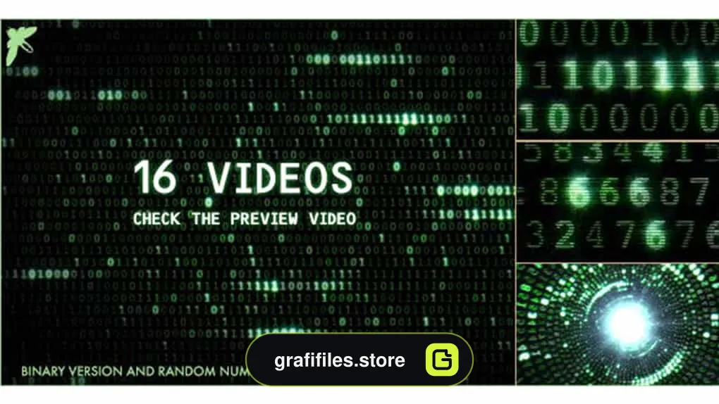 فوتیج ماتریکس Matrix Binary and Number Code