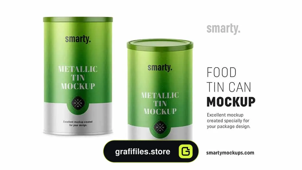 موکاپ قوطی کنسرو Metallic Tin Can Mockup