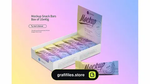 موکاپ جعبه شکلات Mockup Snack Bars Box Of 10x40g