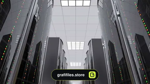 فوتیج Moving Slow Between Server Racks in Datacenter