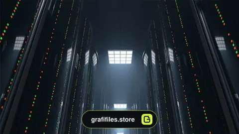 فوتیج Moving Through Dark Server Room Datacenter
