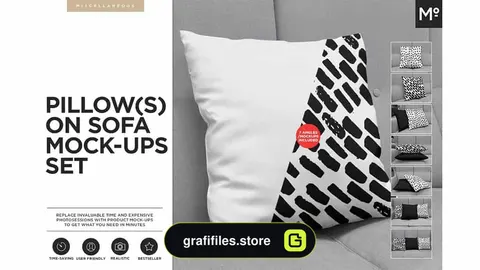 موکاپ مبلمان و کوسن Pillow On Sofa Mock-ups Set
