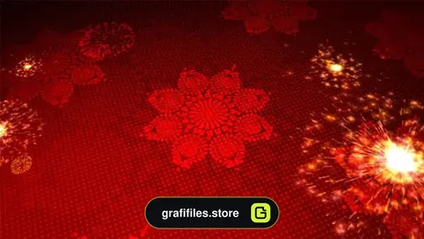 بک گراند موشن گرافیک Red Flowers Kaleidoscope Celebration Background