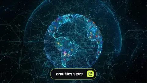 فوتیج هولوگرام کره زمین Social Media Earth Hologram