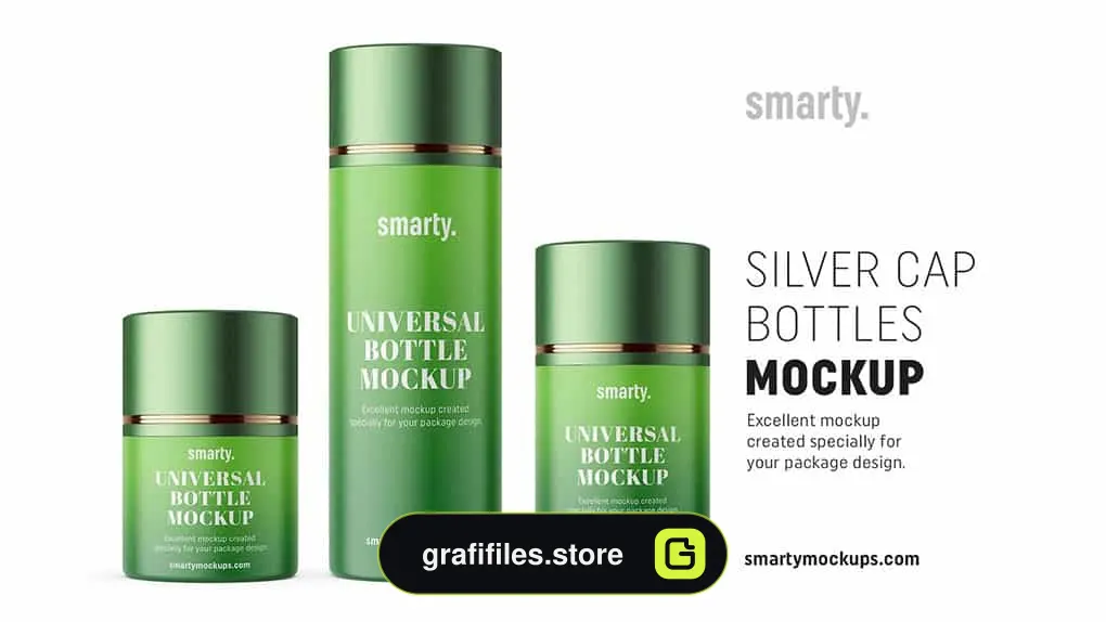 موکاپ بطری Straight Bottle / Silver Cap Mockup