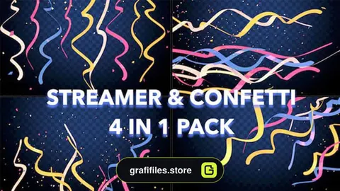 فوتیج کاغذ رنگی Streamer and Confetti Pack
