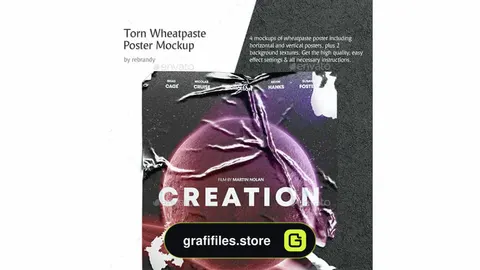 موکاپ پوستر Torn Wheatpaste Poster Mockup