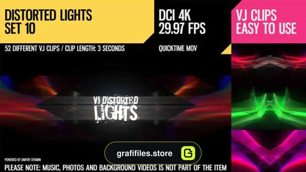 فوتیج رقص نور VJ Distorted Lights 4K Set 10