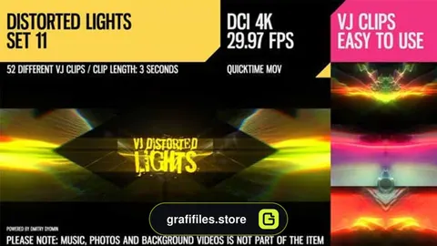 فوتیج رقص نور VJ Distorted Lights 4K Set 11