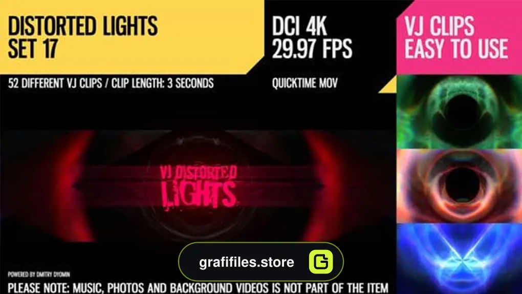 فوتیج رقص نور VJ Distorted Lights 4K Set 17