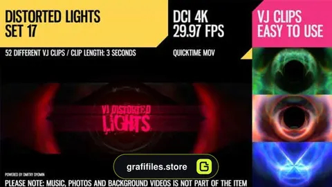 فوتیج رقص نور VJ Distorted Lights 4K Set 17