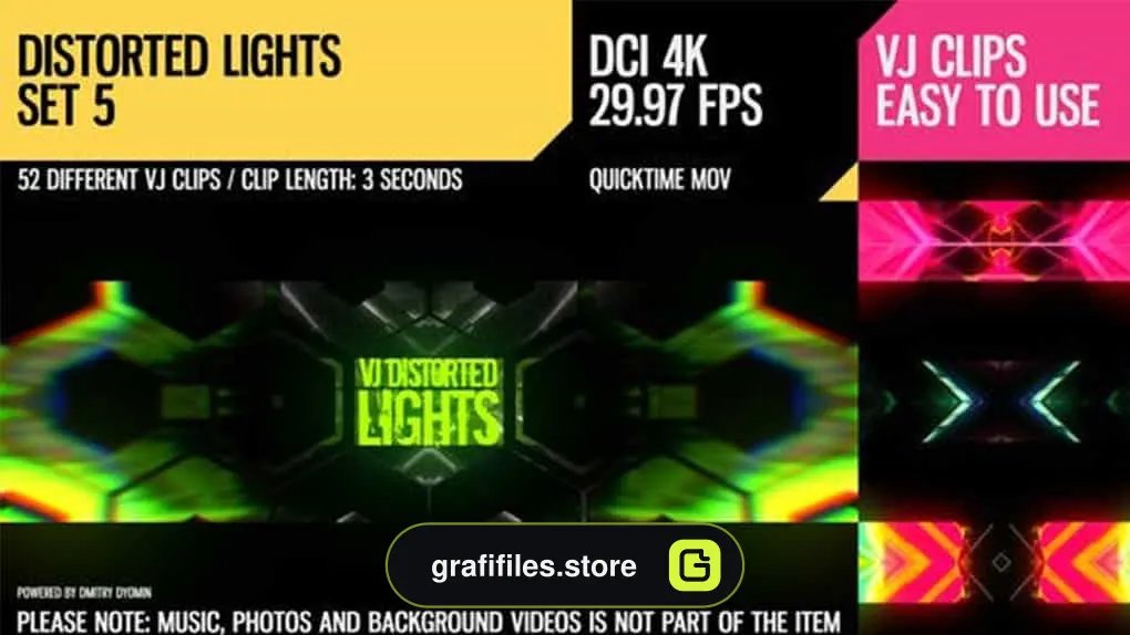 فوتیج رقص نور VJ Distorted Lights 4K Set 5