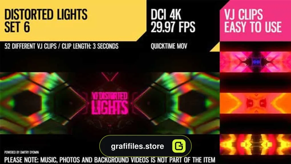 فوتیج رقص نور VJ Distorted Lights 4K Set 6