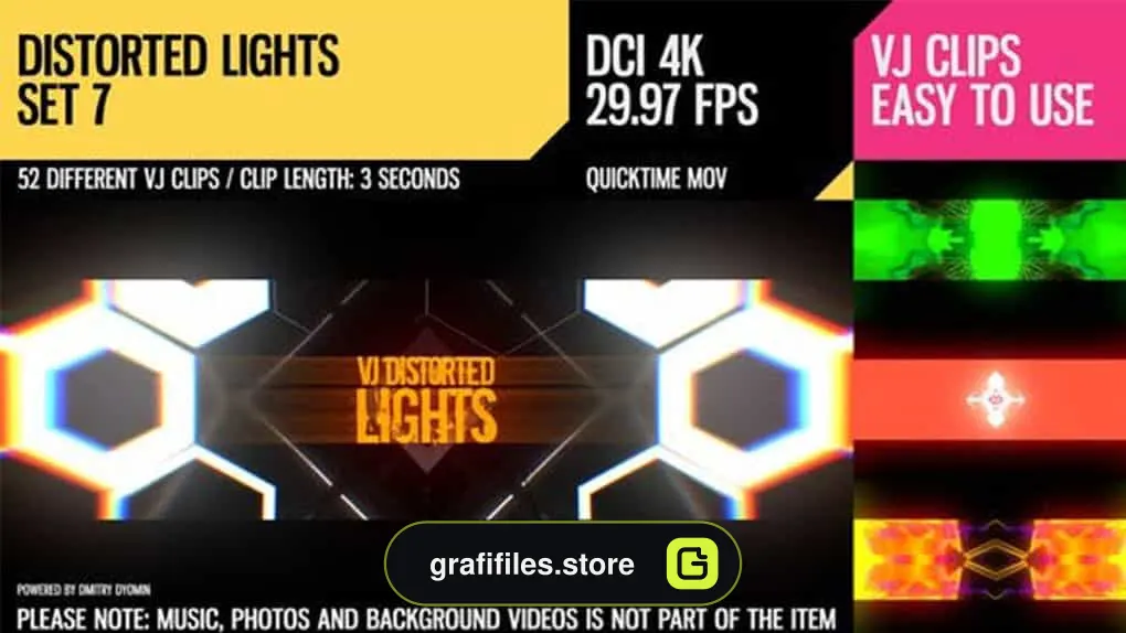 فوتیج رقص نور VJ Distorted Lights 4K Set 7