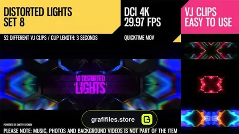 فوتیج رقص نور VJ Distorted Lights 4K Set 8