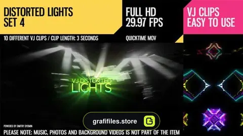 فوتیج رقص نور VJ Distorted Lights Set 4
