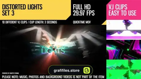 فوتیج رقص نور VJ Distorted Lights – Set 3